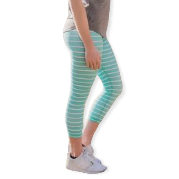 Kiava Mint Green Striped Leggings Size 